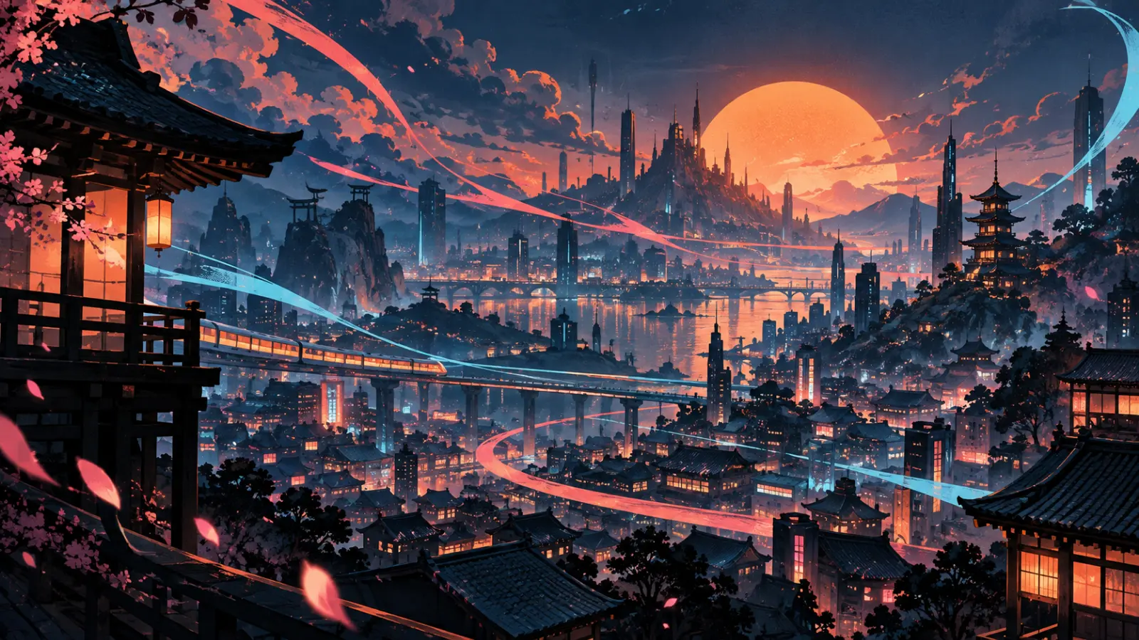 Anime-inspired editorial illustration with a Japanese city atmosphere